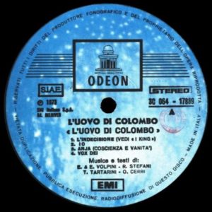 Диск музыкальной группы «L'uovo di Colombo»